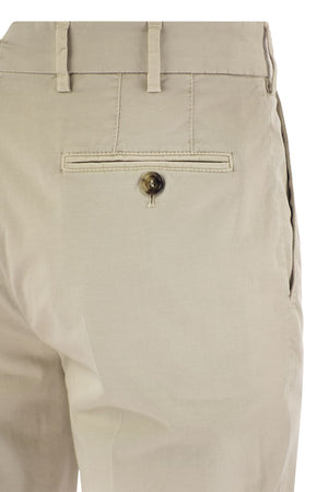 BRUNELLO CUCINELLI Cream Italian Fit Cotton Gabardine Trousers