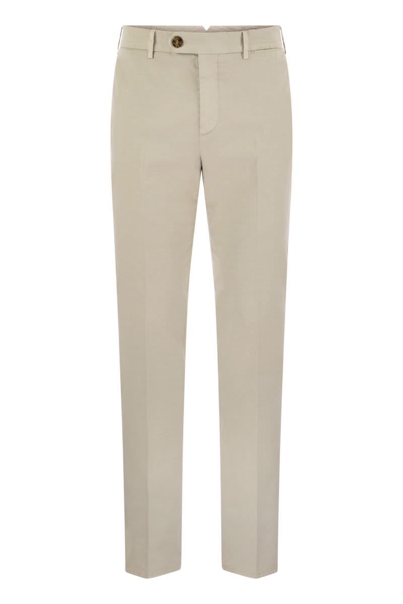 BRUNELLO CUCINELLI Cream Italian Fit Cotton Gabardine Trousers