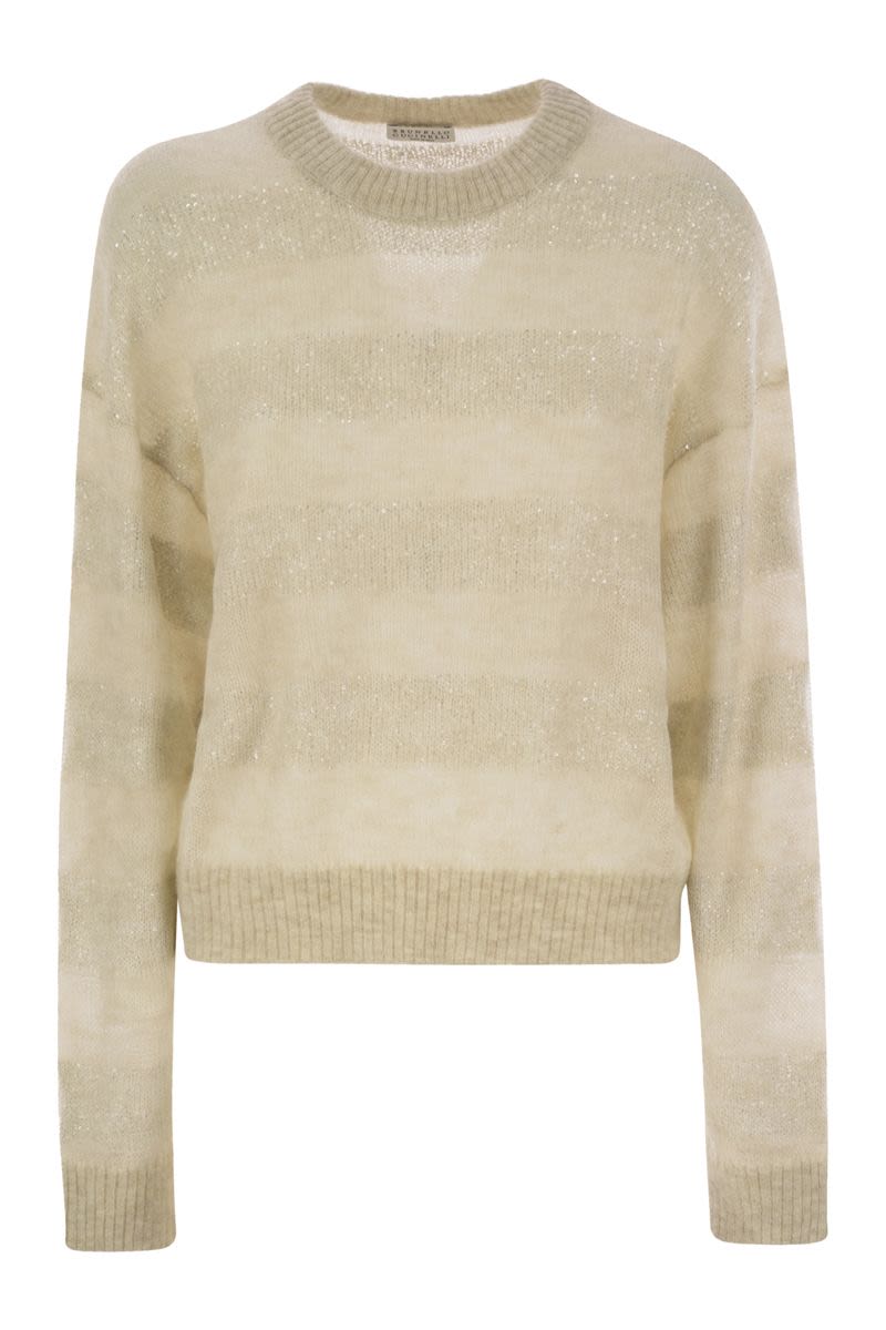 BRUNELLO CUCINELLI Striped Mohair and Wool Sweater - Women's Crew Neck, FW24