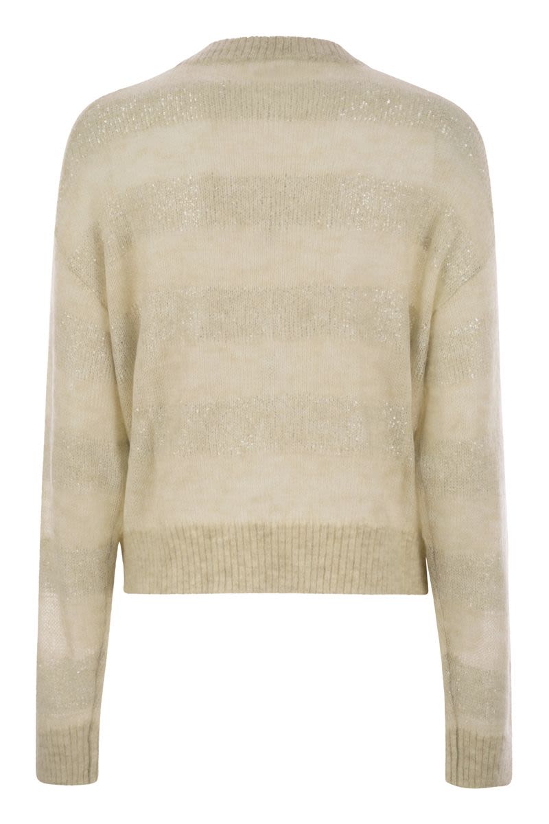 BRUNELLO CUCINELLI Striped Mohair and Wool Sweater - Women's Crew Neck, FW24