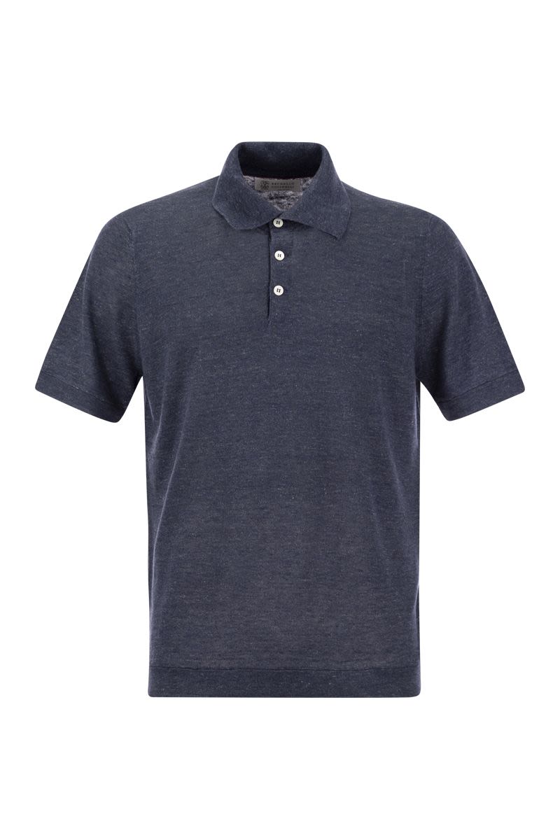 BRUNELLO CUCINELLI Men's Linen and Cotton Knit Polo Shirt