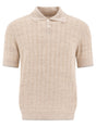 BRUNELLO CUCINELLI Short Sleeve Polo Neck Sweater