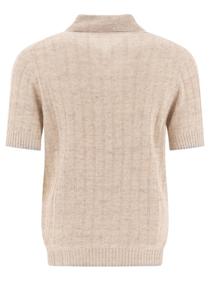 BRUNELLO CUCINELLI Short Sleeve Polo Neck Sweater