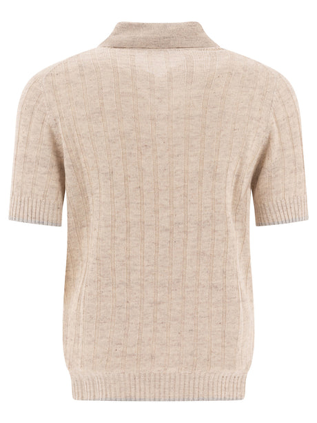 BRUNELLO CUCINELLI Short Sleeve Polo Neck Sweater