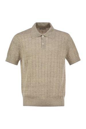 BRUNELLO CUCINELLI Ribbed Knit Polo Shirt - Regular Fit, Size 48