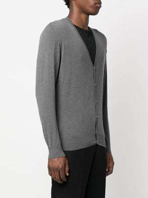 COLOMBO Men's Botton Cardigan in Grigio Melange for FW22