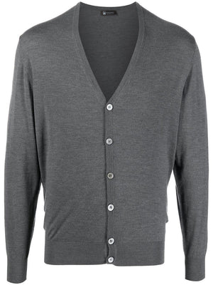 COLOMBO Men's Botton Cardigan in Grigio Melange for FW22