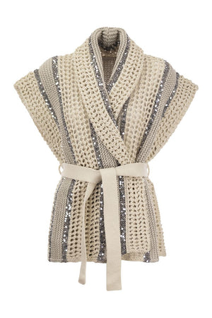 BRUNELLO CUCINELLI Dazzling Stripe Mini Cardigan - Size M