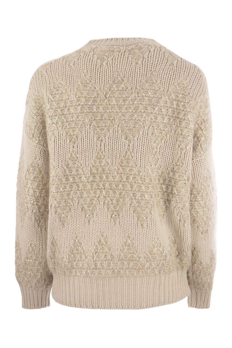 BRUNELLO CUCINELLI Geometric Elegance Women's Wool, Silk, and Cashmere Sweater