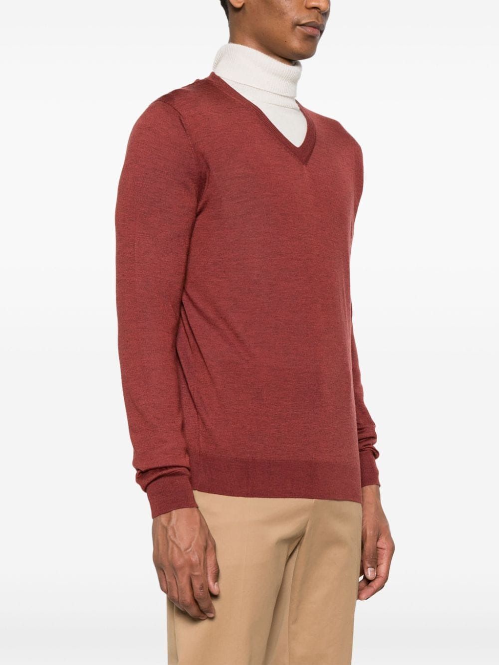 COLOMBO V Neck Cashmere-Silk Blend Sweater for Men