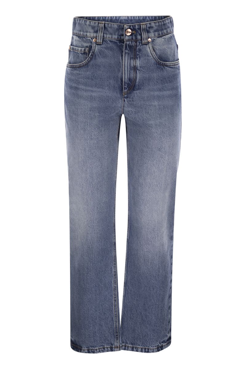 BRUNELLO CUCINELLI Loose Denim Trousers with Shiny Tab - Women’s Casual Fit