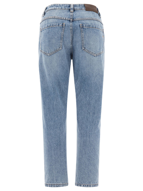 BRUNELLO CUCINELLI Logo Patch Straight Leg Jeans for Women