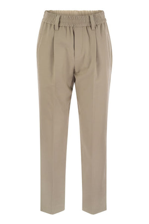 BRUNELLO CUCINELLI Elegant Stretch Cotton Jewel-Embellished Trousers