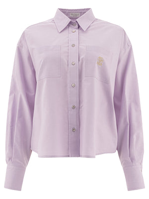 BRUNELLO CUCINELLI Logo Embroidered Cotton Shirt