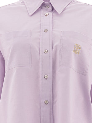 BRUNELLO CUCINELLI Logo Embroidered Cotton Shirt