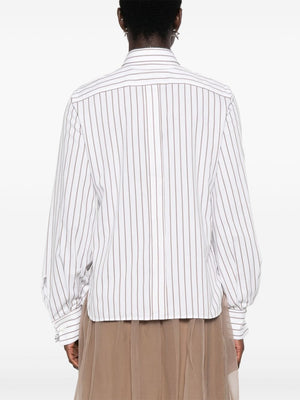 BRUNELLO CUCINELLI Women's Classic Striped Cotton Shirt with Signature Detail