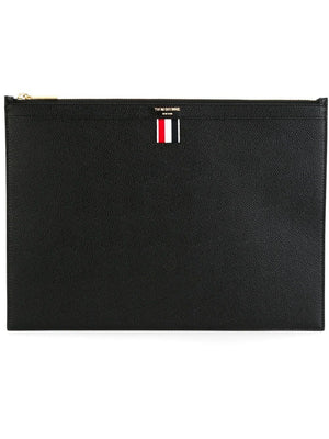 THOM BROWNE Medium Document Holder in Pebble Grain Leather