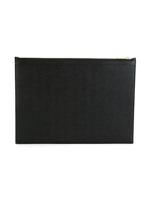 THOM BROWNE Medium Document Holder in Pebble Grain Leather