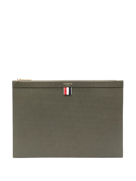 THOM BROWNE Medium Document Holder in Pebble Grain Leather