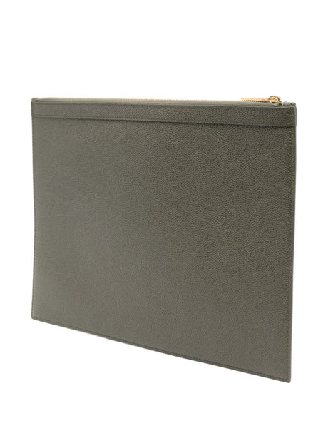 THOM BROWNE Medium Document Holder in Pebble Grain Leather