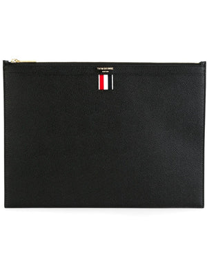 THOM BROWNE Medium Document Holder - Timeless Buff Leather Accessory