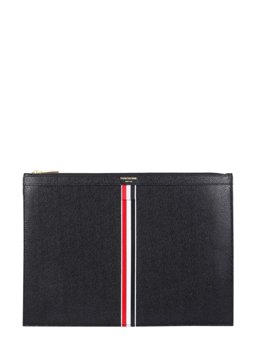 THOM BROWNE Medium Document Holder with Zip Closure