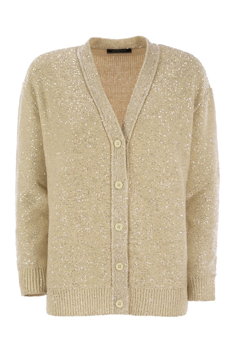 FABIANA FILIPPI Elegant V-Neck Cardigan with Sequins