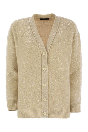 FABIANA FILIPPI Elegant V-Neck Cardigan with Sequins