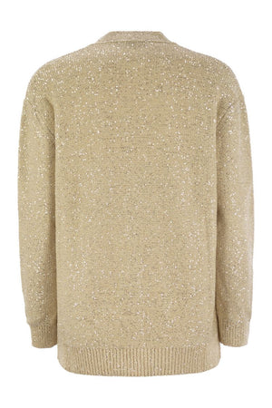 FABIANA FILIPPI Elegant V-Neck Cardigan with Sequins