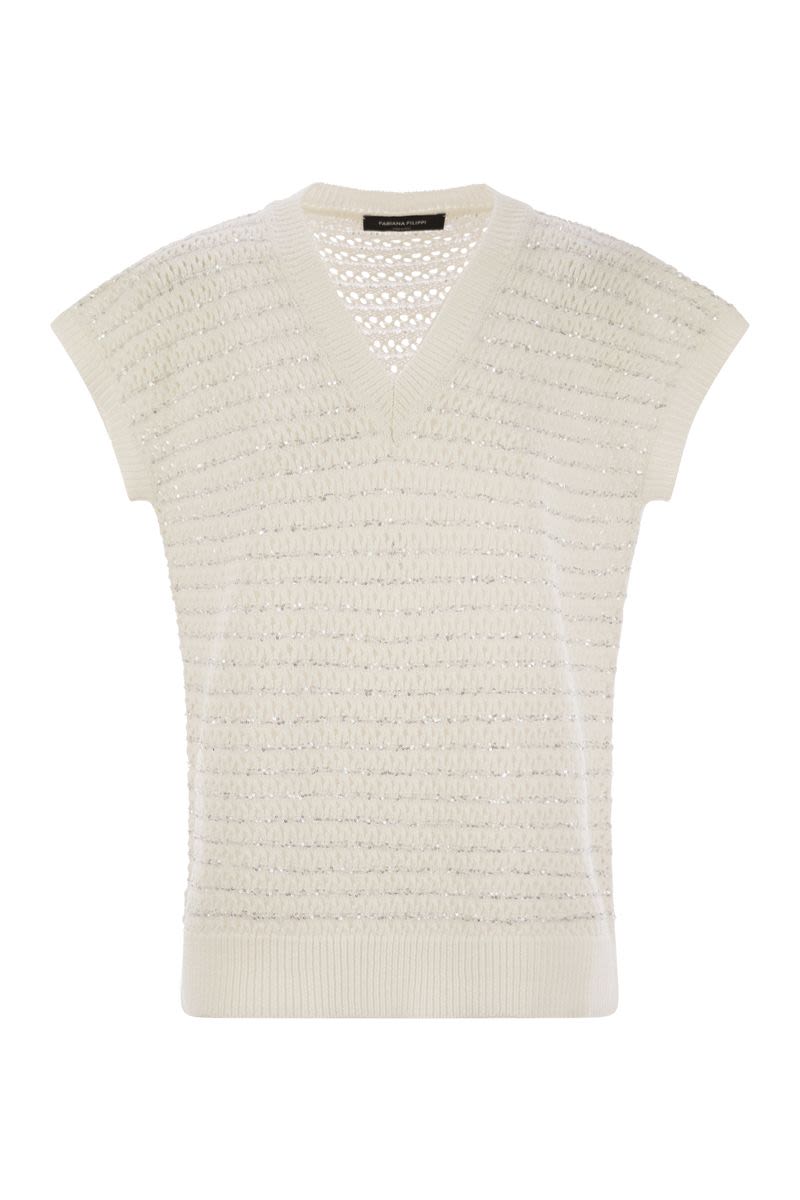 FABIANA FILIPPI Cotton Crochet Jumper with Sequins