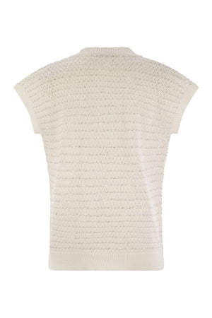 FABIANA FILIPPI Cotton Crochet Jumper with Sequins