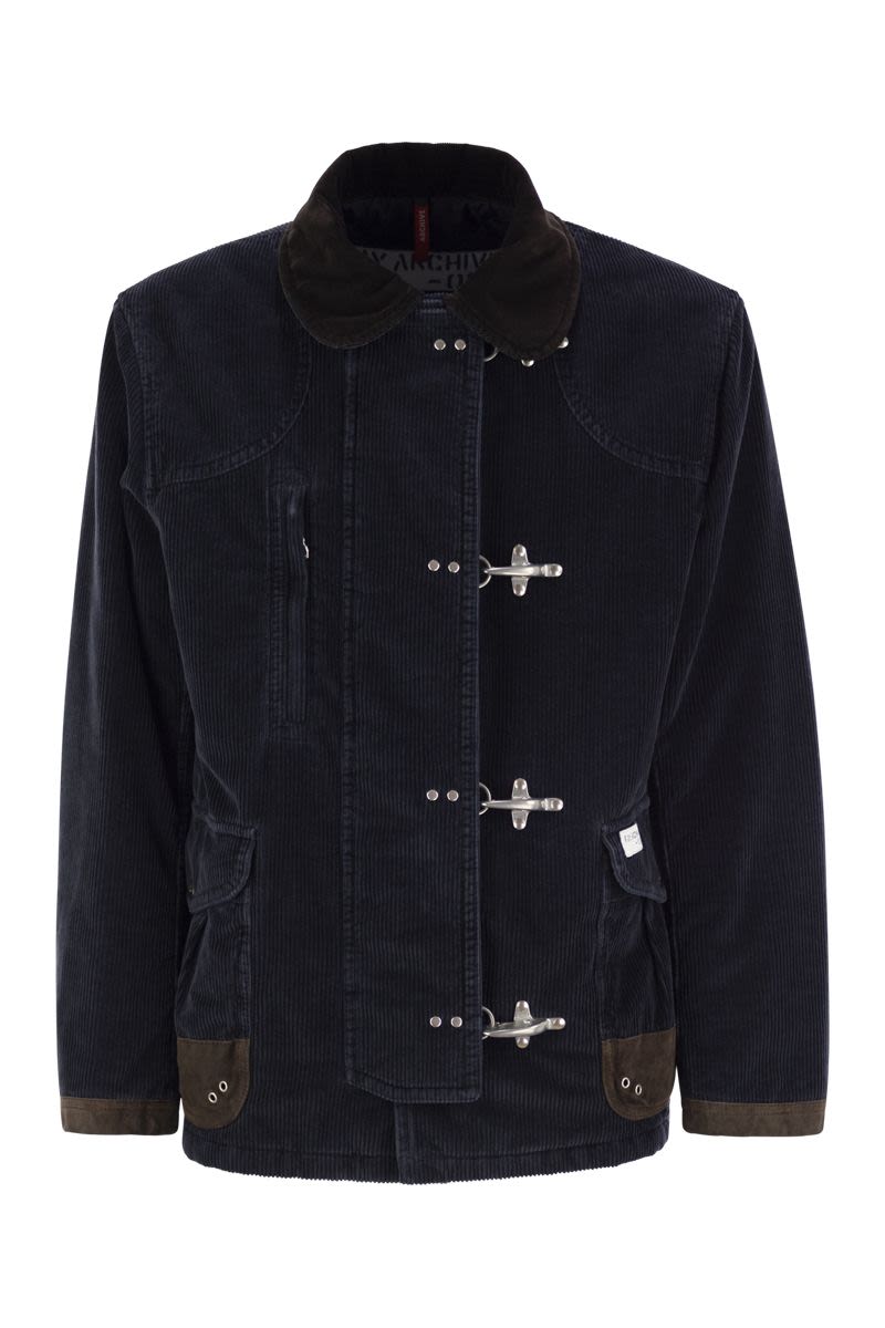 FAY Vintage-Inspired Velvet Hook Jacket with Mini Details