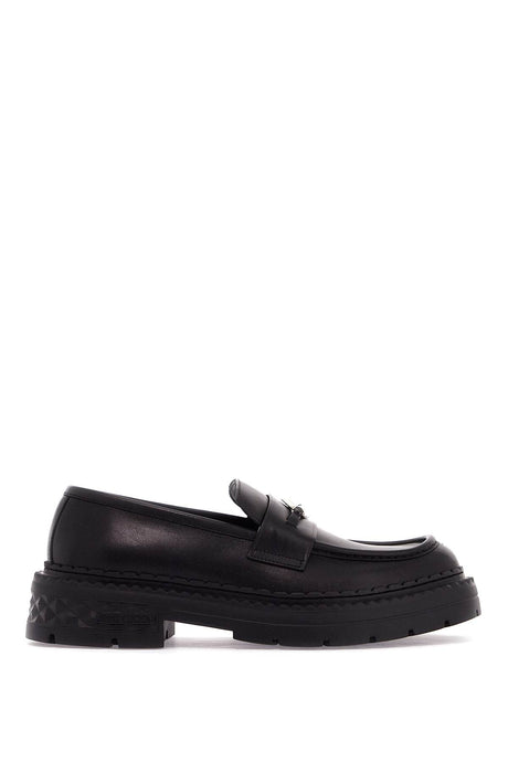 JIMMY CHOO Leather Marlow Loafers with Diamond Chain Detail