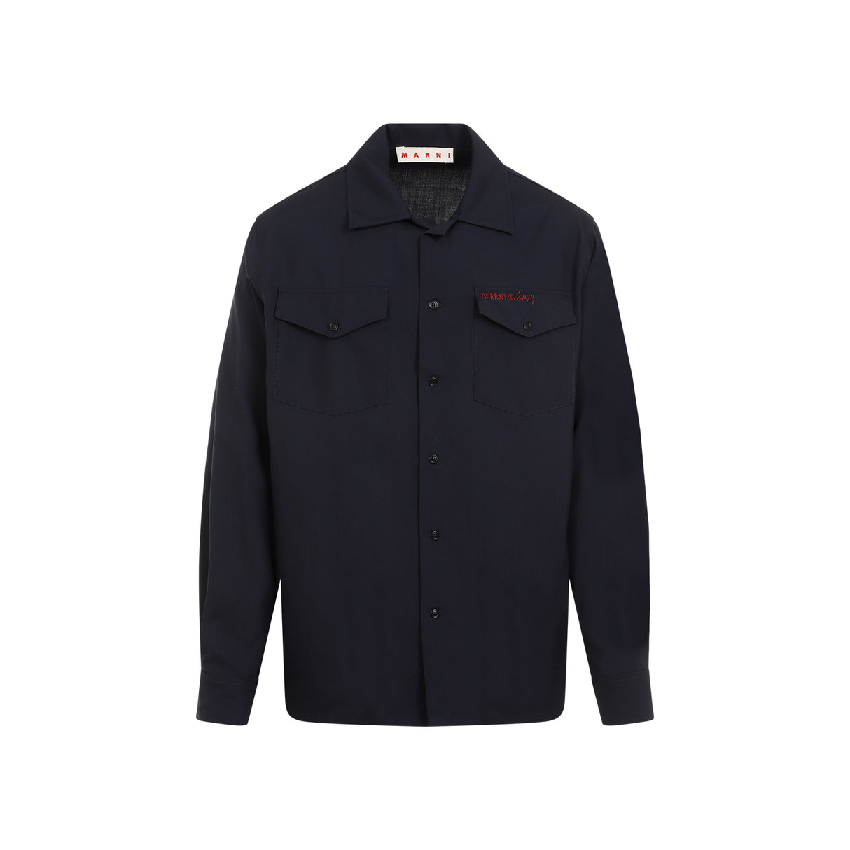 MARNI Sophisticated Pointed Collar Virgin Wool Shirt