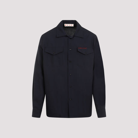 MARNI Sophisticated Pointed Collar Virgin Wool Shirt