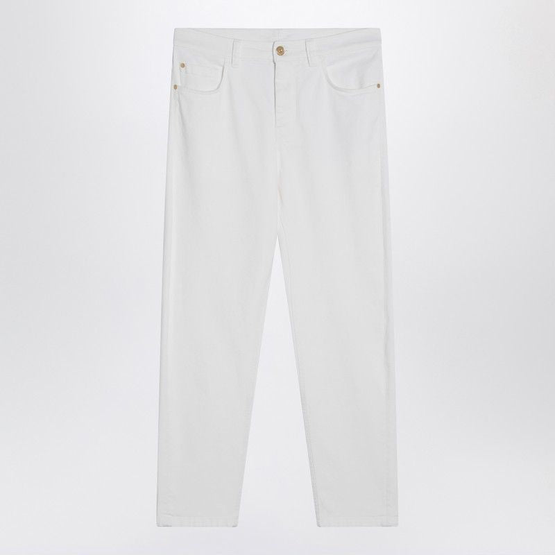 BRUNELLO CUCINELLI Essential White Cotton Trousers for Women - FW24