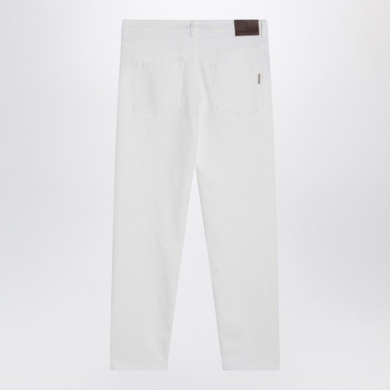 BRUNELLO CUCINELLI Essential White Cotton Trousers for Women - FW24