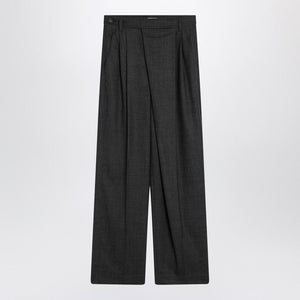 BRUNELLO CUCINELLI Wide-Leg Wool Trousers for Women - Dark Grey