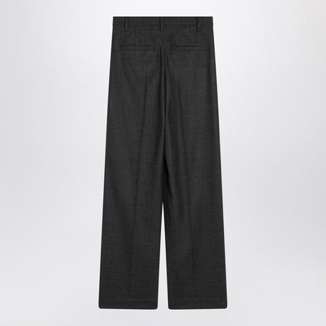 BRUNELLO CUCINELLI Wide-Leg Wool Trousers for Women - Dark Grey