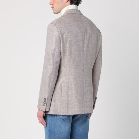 BRUNELLO CUCINELLI Double-Breasted Linen and Cotton Jacket for Men