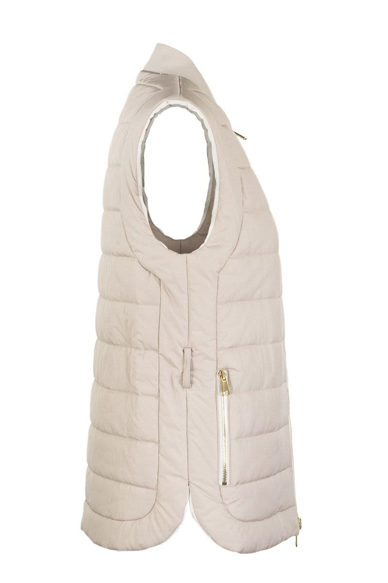 BRUNELLO CUCINELLI Luxurious Reversible Sleeveless Jacket with Monili Embroidery for Women