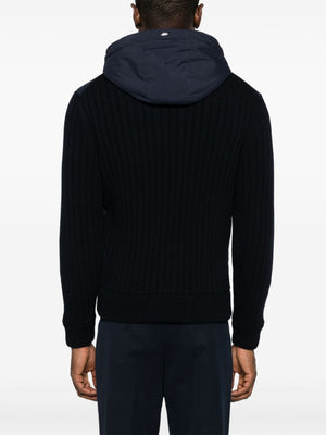 HERNO MIDNIGHT BLUE WOOL RIBBED SWEATER