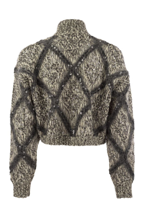 BRUNELLO CUCINELLI Luxury Wool-Blend Diamond Knit Cardigan