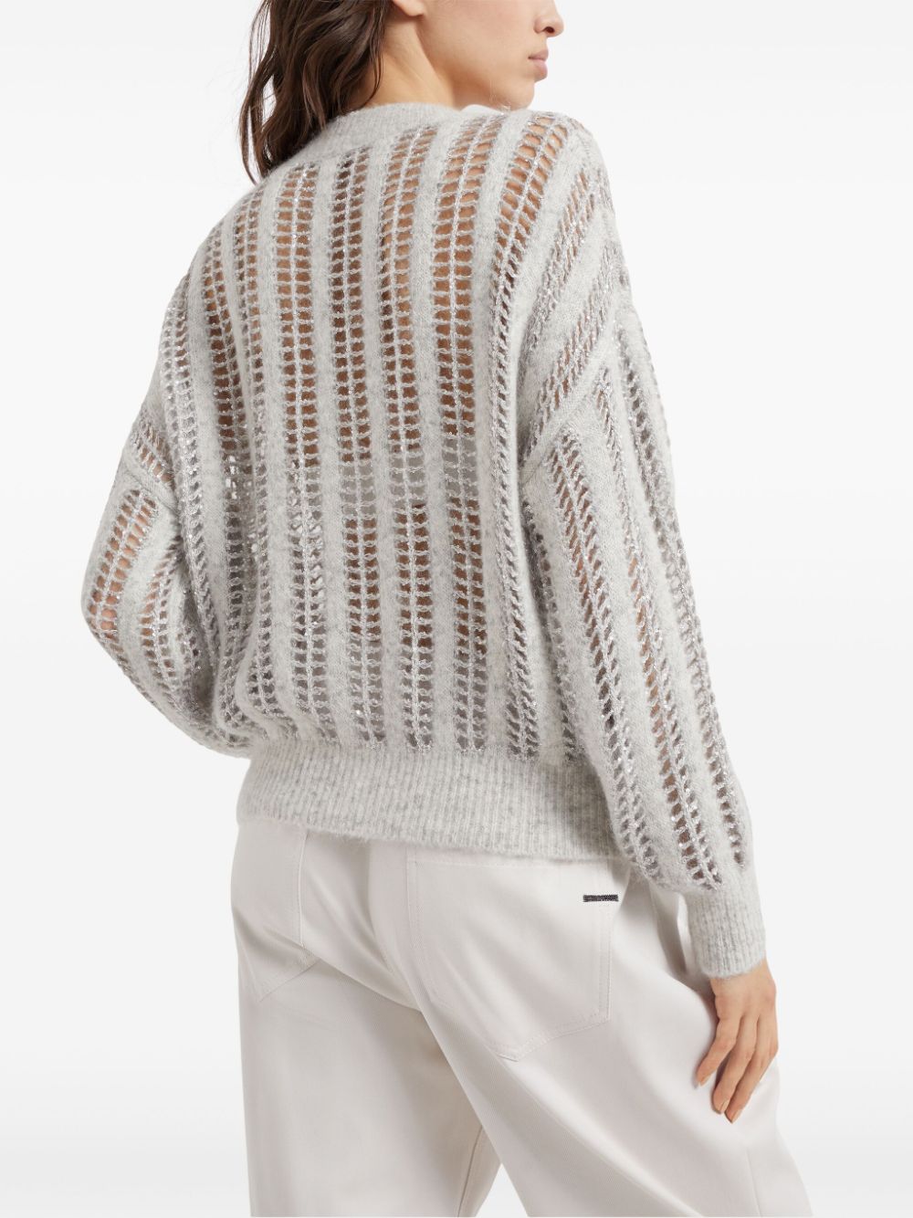 BRUNELLO CUCINELLI V-Neck Mesh Knit Sweater