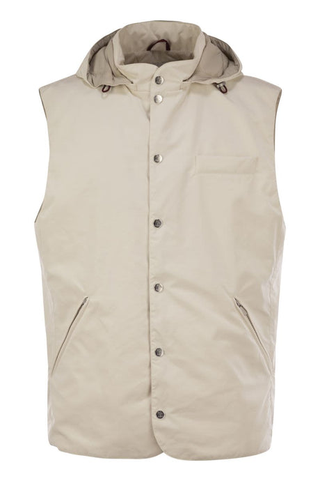 BRUNELLO CUCINELLI Water-Repellent Microfiber Vest with Thermore® Padding and Detachable Hood