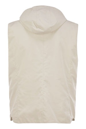 BRUNELLO CUCINELLI Water-Repellent Microfiber Vest with Thermore® Padding and Detachable Hood