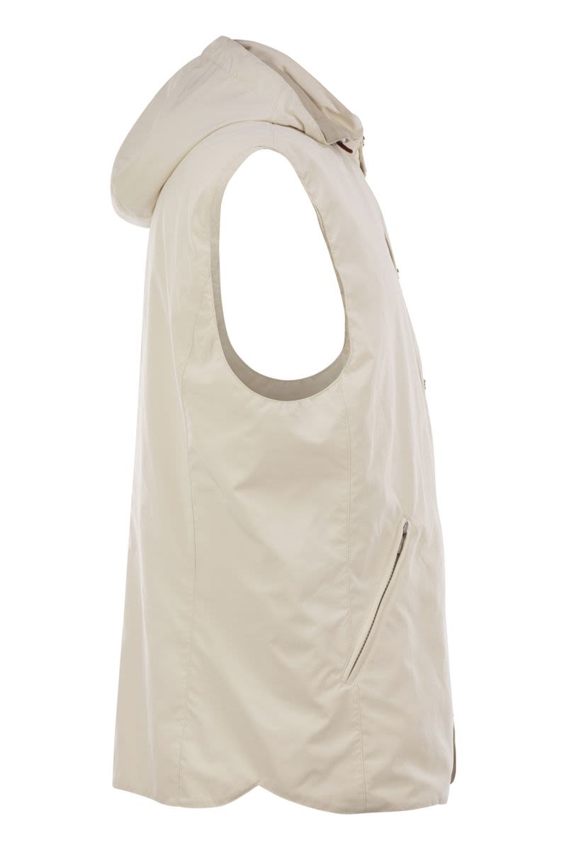 BRUNELLO CUCINELLI Water-Repellent Microfiber Vest with Thermore® Padding and Detachable Hood