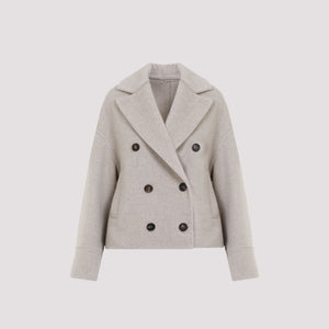 BRUNELLO CUCINELLI Luxury Double-Breasted Wool-Cashmere Short Jacket