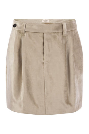 BRUNELLO CUCINELLI Light Beige Velvet Mini Skirt