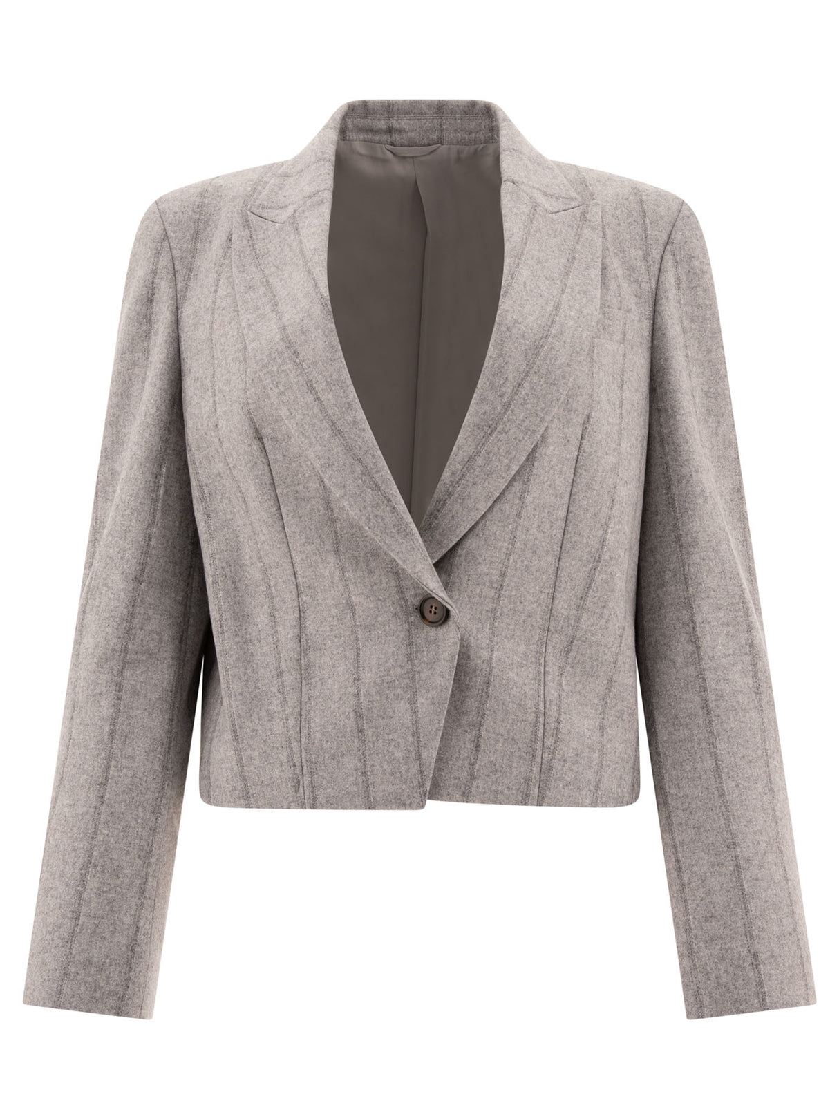 BRUNELLO CUCINELLI Striped Cropped Blazer with Monili